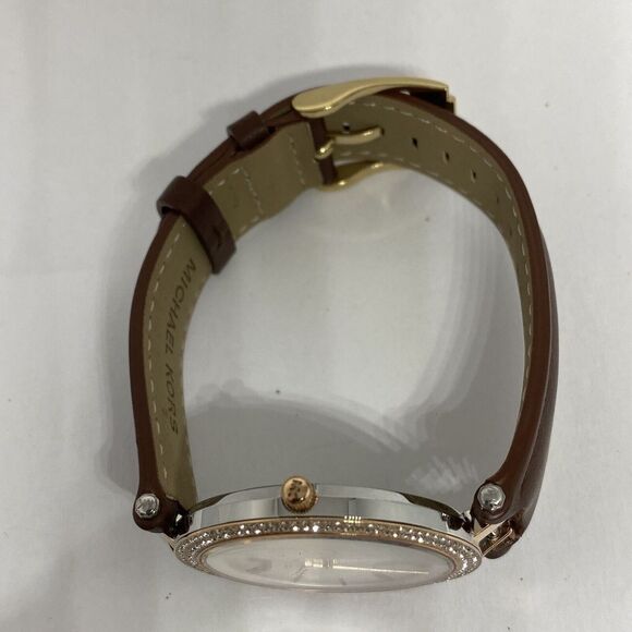 Michael Kors MK3203 Women's Brown Leather Analog Silver Dial Quartz Watch JK118 - Picture 8 of 12